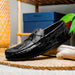 Zelli Monza Caiman Crocodile Penny Loafer Driving Shoes in Black