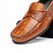 Zelli Monza Genuine Caiman Crocodile Driving Loafers in Cognac