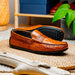 Zelli Monza Genuine Caiman Crocodile Driving Loafers in Cognac