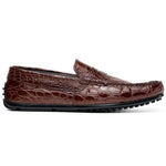 Zelli Monza Genuine Caiman Crocodile Driving Loafers in Nicotine