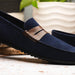 Zelli Monza Suede and Hand-Burnished Calfskin Driving Loafers in Navy