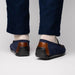 Zelli Monza Suede and Hand-Burnished Calfskin Driving Loafers in Navy