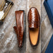 Zelli Monza Genuine Ostrich Quill Driving Loafers in Brown