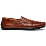 Zelli Monza Genuine Ostrich Quill Driving Loafers in Brandy