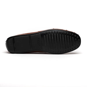 Zelli Monza Genuine Ostrich Quill Driving Loafers in Brandy