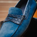 Zelli Monza Suede & Caiman Crocodile Driving Shoes in Denim