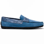 Zelli Monza Suede & Caiman Crocodile Driving Shoes in Denim