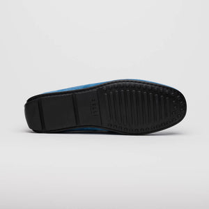 Zelli Monza Suede & Caiman Crocodile Driving Shoes in Denim