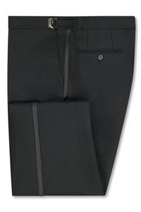 "Daniel" Black Polyester Plain Front Tuxedo Pants