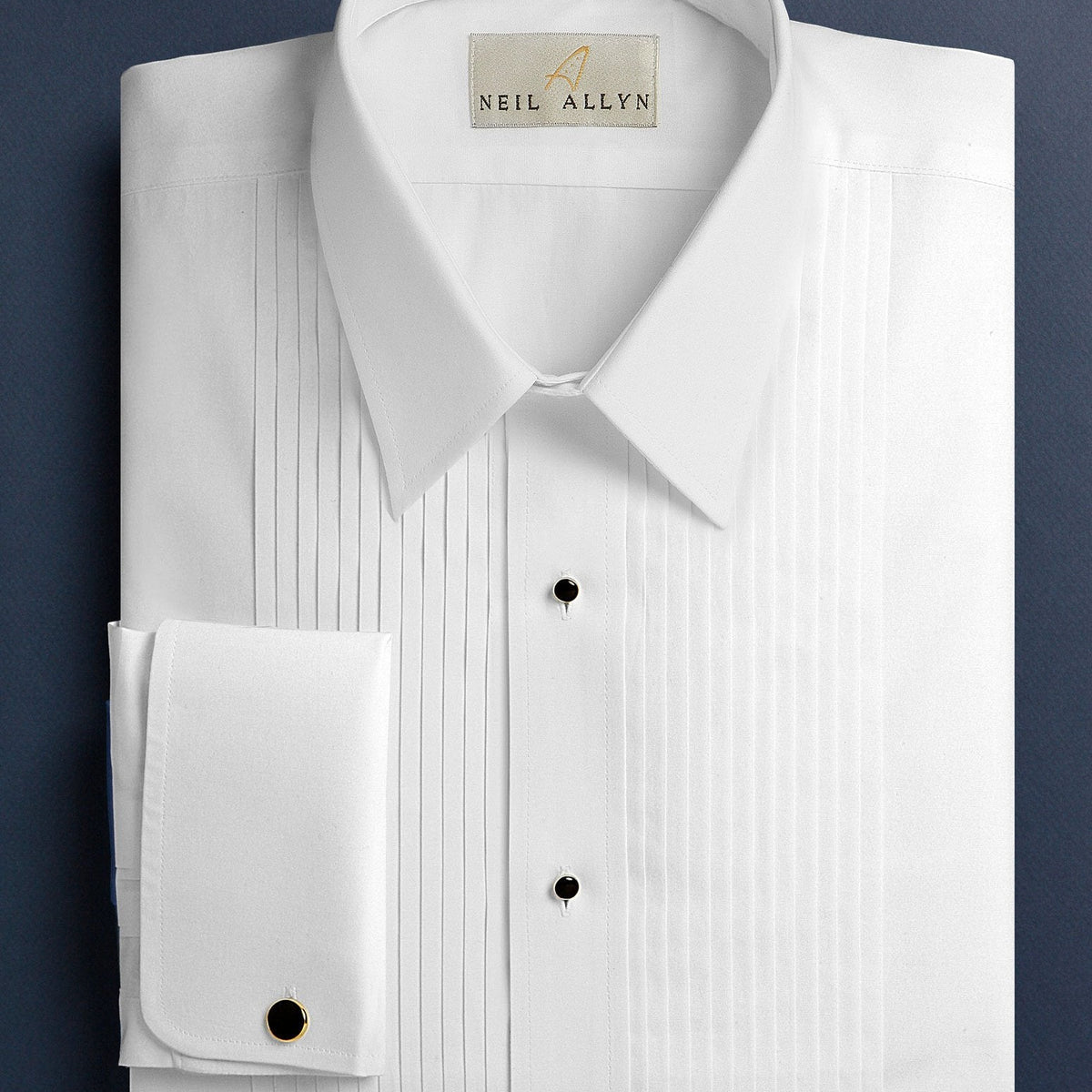 "Dalby" White Pleated Laydown Tuxedo Shirt — USA Men's Outlet