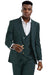 New Men's Tazio Hunter Green Vested Suit with Gold Buttons & Peak Lapel - USA Men's Outlet