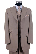 NEW TITLE: "Fortino Landi Men's 3-Button Tan Vested Wide Peak Lapel Fashion Suit" - USA Men's Outlet