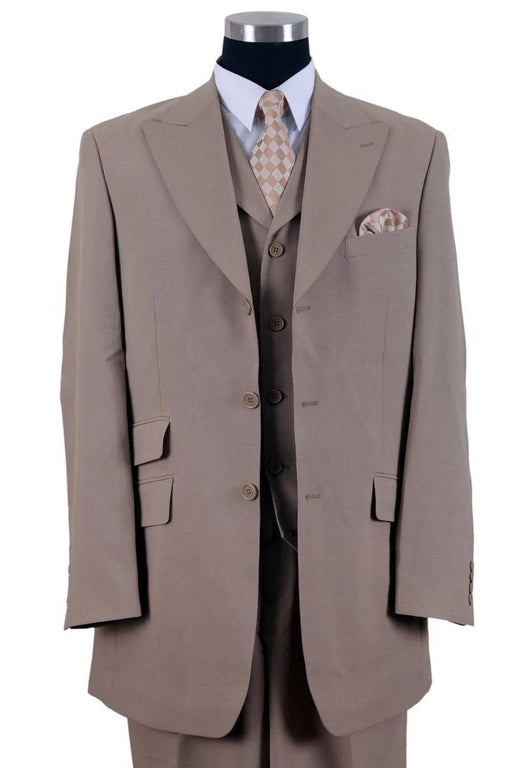 NEW TITLE: "Fortino Landi Men's 3-Button Tan Vested Wide Peak Lapel Fashion Suit" - USA Men's Outlet