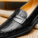 Zelli Nicola Handwoven Italian Calfskin Penny Loafers in Black