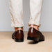 Zelli Nicola Woven Italian Calfskin Penny Loafers in Dark Brown