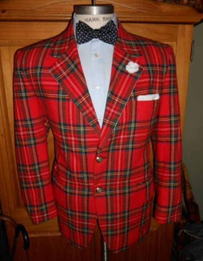 Big and Tall Plaid Sport Coat - Windowpane Checkered Scottish Pattern Party Blazers Color Green and Blue Tartan