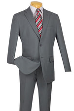 Mens Two Button Modern Fit Wool Feel Suit in Light Grey