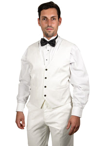 "Elegant Prom and Wedding Attire: Stacy Adams Ivory Shawl Lapel Tuxedo with Vested One-Button Style"