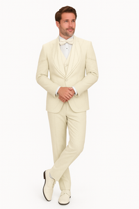 Off White Italian Wool 3-Piece Modern Fit Tuxedo