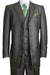 "Olive Green Fortino Landi Sharkskin 3-Button Vested Church Suit" - USA Men's Outlet