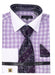 Optimized Title: Daniel Ellissa Men's Lilac Checkered Plaid Dress Shirt w/ Contrast French Cuffs - USA Men's Outlet