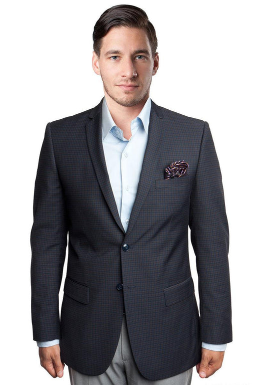 | Style: 14601

Tazio Men's Micro Check Sports Coat, Black & Blue | 14601 - USA Men's Outlet