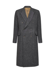 Men’s Godfather Black Double-Breasted Long Overcoat – Vintage Mobster Gangster Coat