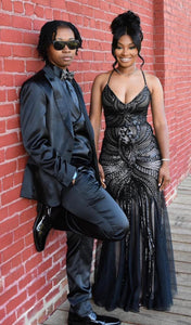 Men’s All Shiny Black Satin Suit – Black Satin Tuxedo Suit for Prom, Wedding, Formal Party and Evening Events Double breasted Vest