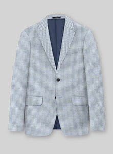 Men’s Light Blue Checkered Sport Coat – Two-Button Wedding, Business and Smart Casual Blazer