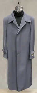 Men’s Full-Length Charcoal Grey Overcoat – Premium Microfiber Blend Long Dress Coat for Winter and Formal Wear in Gray Color