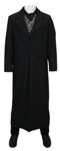 Men’s Matrix Neo Inspired Black Wool Duster Coat – Long Gothic Victorian Full Length Overcoat