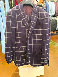 Men's Purple Windowpane Sport Coat – Classic Fit Plaid Blazer Jacket for Business, Wedding & Casual Wear