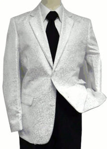 Men’s White Disco Blazer 1980s Sequin Style Jacket – Lapel Collar Party Blazer, Formal Evening Wear, Halloween Masquerade Club Outfit