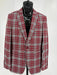Men's Red Tartan Plaid Blazer Checkered Sport Coat Holiday New Year Gray Windowpane