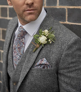 Men’s Peaky Blinder Light Grey Tweed Suit with Vest – Classic Three Piece Formal Suit, Vintage Wedding Business Outfit