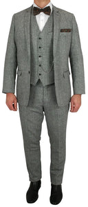 Men’s Edwardian Grey 3-Piece Suit – Dickens Downton Abbey Victorian Vintage Tweed Suit