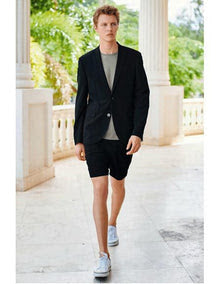 Men’s Black Summer Business Suit with Shorts Pants Set