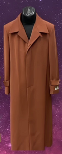 Men’s Full-Length Cognac Overcoat – Premium Wool-Blend Long Dress Coat for Winter and Formal Wear in Rust Brick Color