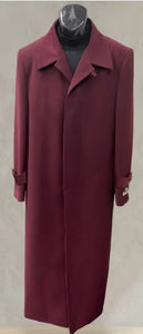 Men’s Full-Length Burgundy Overcoat – Microfiber 4 season fabric  Long Formal Coat with Classic Tailored Maxi Duster Coat