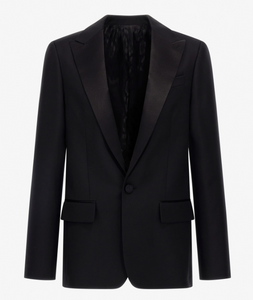 Men’s Classic Black Dinner Jacket – Satin Peak Lapel Formal Tuxedo Blazer