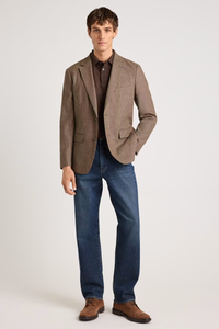 Men’s Vintage Brown Houndstooth Blazer – 1950s Coffee Check Sport Coat