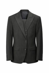 Vitali Mens Black Tone on Tone Shadow Stripe Vested Suit Set – 3 Piece Modern Fit Pinstripe Two Buttons