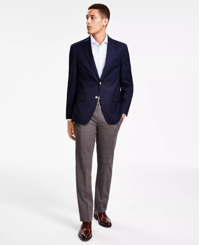 Men’s Navy Blue Club Blazer with Gold Buttons – Ted Lasso Inspired Classic Sport Coat