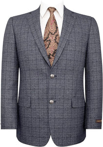 Men’s Charcoal Gray Windowpane Check Blazer – Classic Two Button Formal Sport Coat Jacket