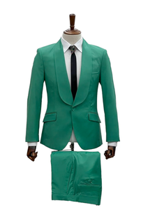 Men’s Emerald Green Tuxedo Suit – Emerald Green Formal Tuxedo with Shawl Lapel Jacket Trousers for Prom, Wedding in Augusta Green