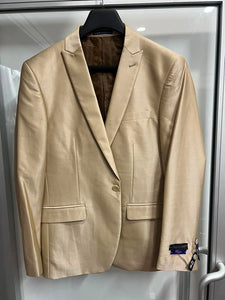 Men’s Champagne Gold Western Blazer, Formal Cowboy Wedding Ranch Sport Coat Jacket tan beige color sheen sharkskin fabric