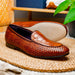 Zelli Palio Crocodile and Calfskin Basketweave Loafer in Cognac