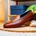 Zelli Palio Crocodile and Calfskin Basketweave Loafer in Cognac