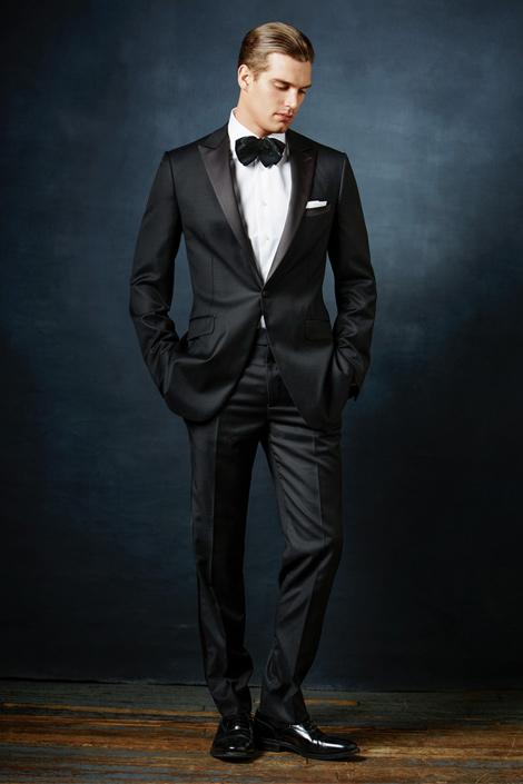 "Rico" Black 1-Button Peak Tuxedo (2-Piece Set)