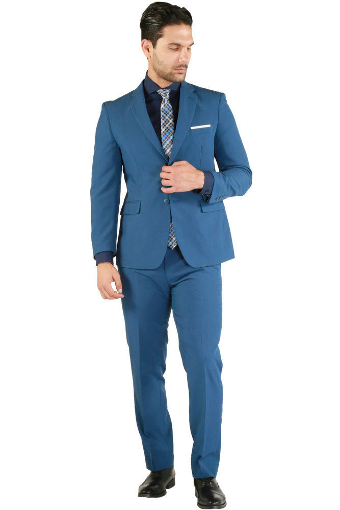 Paul Lorenzo 1969 Indigo Solid Slim Fit Suit (2-Piece Set)